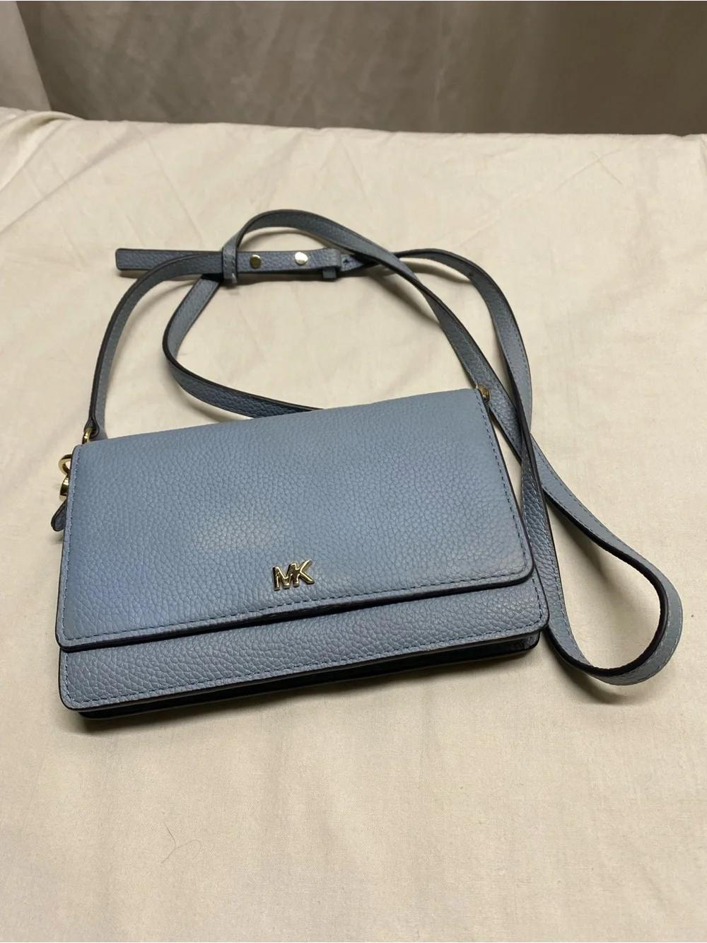MK Mott Convertible Leather Wallet Crossbody Clutch - Chambray Blue
